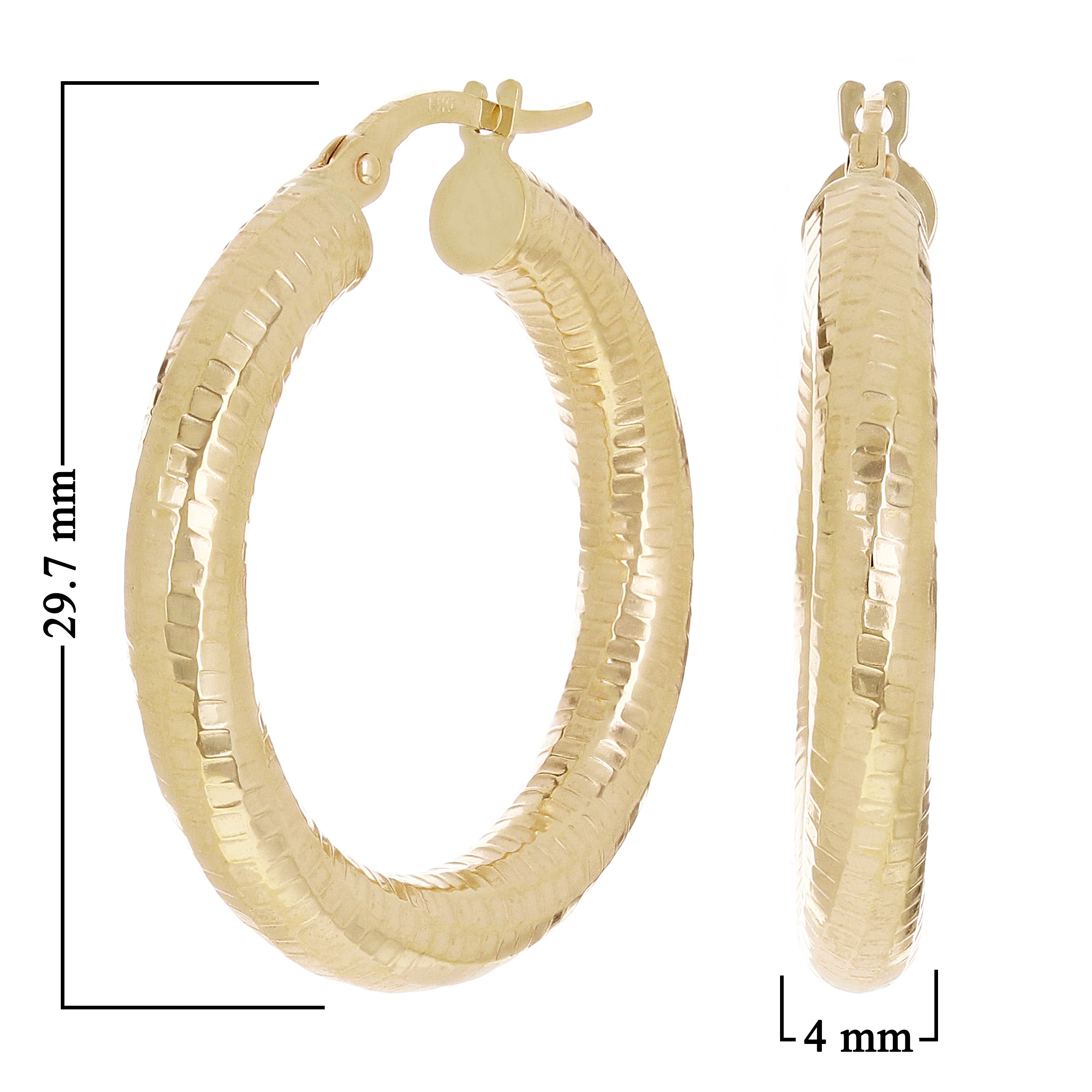 Italian 14k Yellow Gold Honeycomb Hollow Round Hoop Earrings 1.2" 4mm 3.5 grams