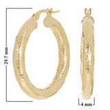 Italian 14k Yellow Gold Honeycomb Hollow Round Hoop Earrings 1.2" 4mm 3.5 grams