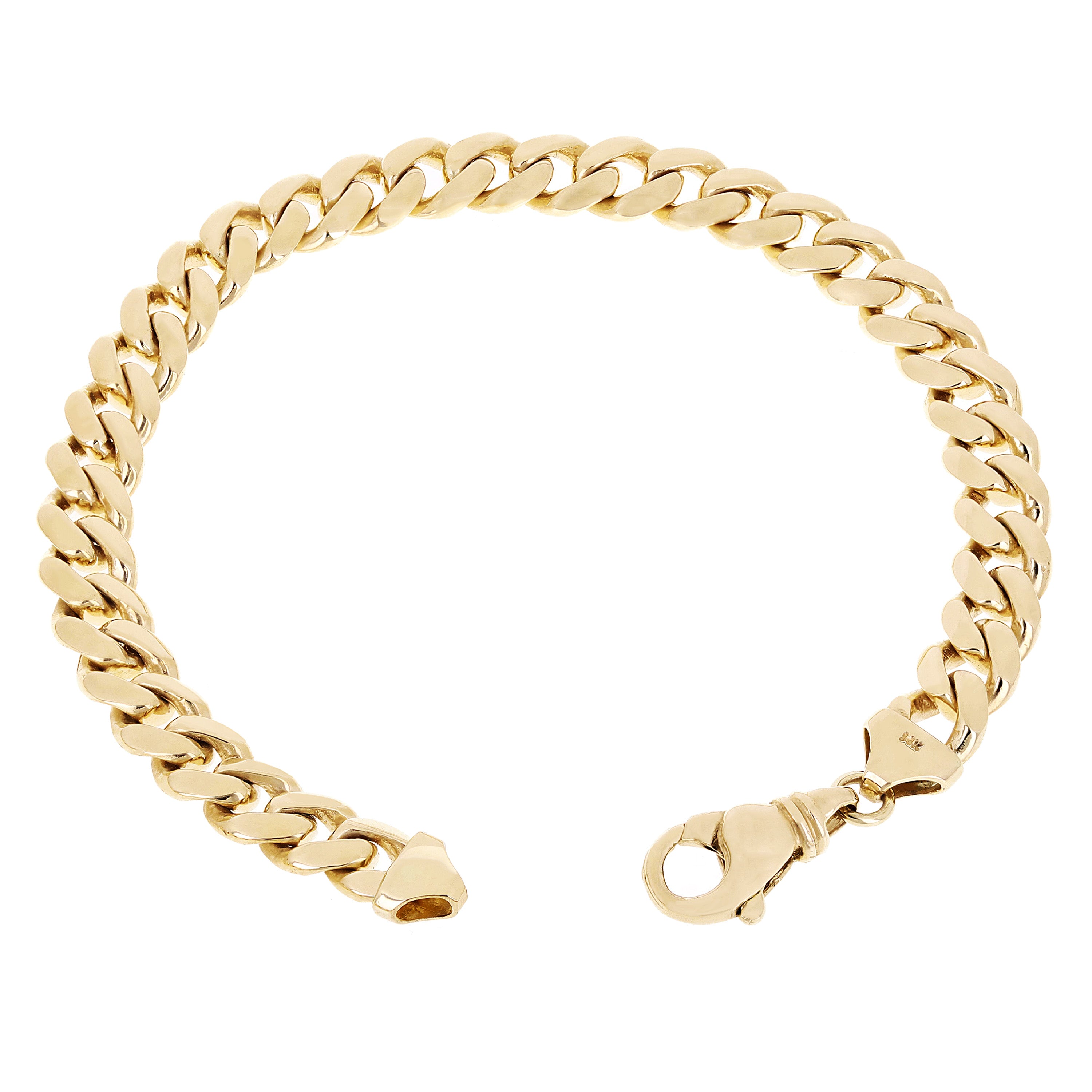 Men's 14k Yellow Gold Solid Miami Cuban Link Chain Bracelet 7" 8mm 28.3 grams - 7" 28.3 grams