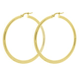 Italian 14k Yellow Gold Hollow High Polished Round Hoop Earrings 3mm 1.9" 3.8g