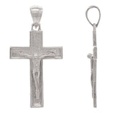 14k White Gold Jesus Christ Crucifix Cross Religious Charm Pendant 1.18" 2 grams - White