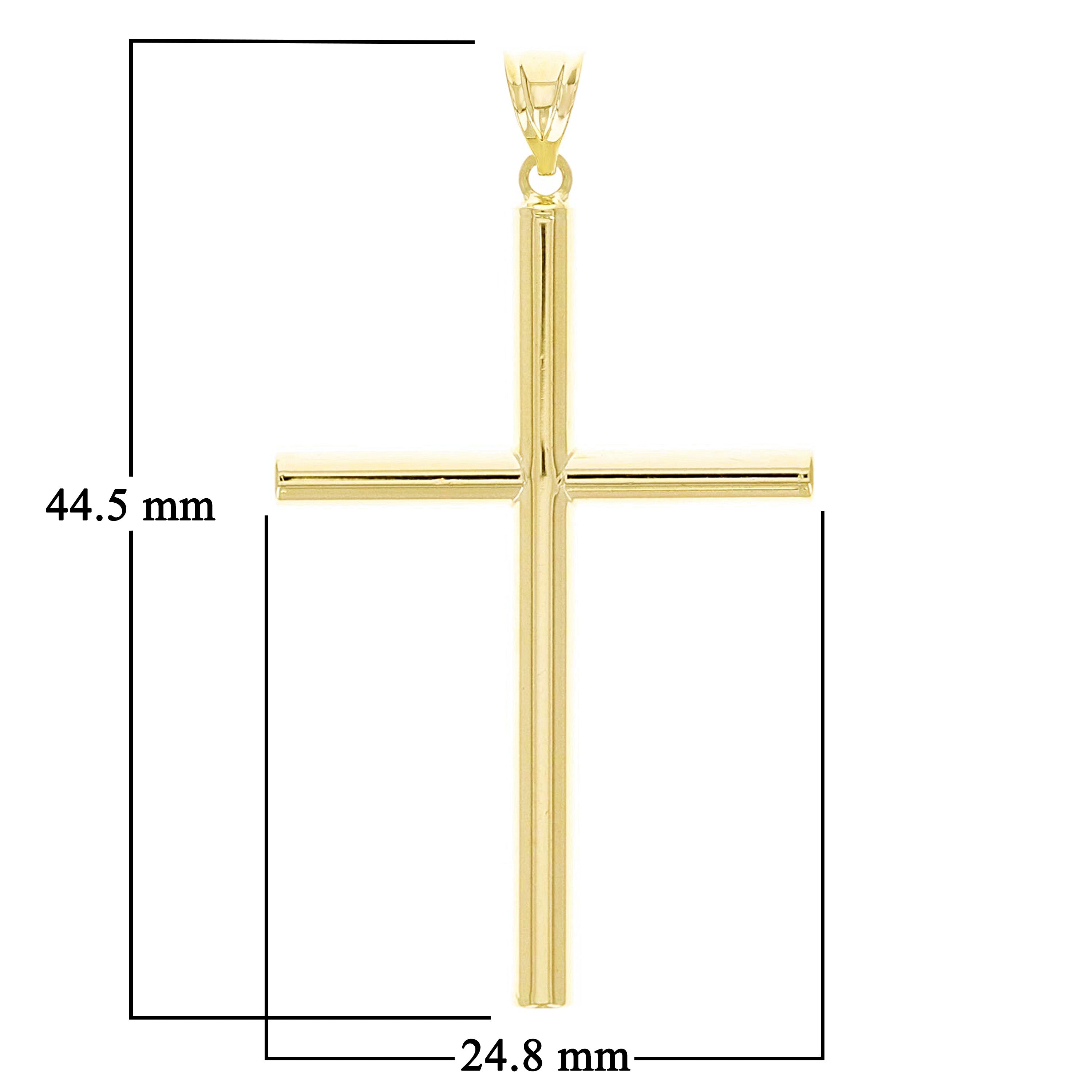 Italian 14k Yellow Gold Hollow Polished Plain Cross Charm Pendant 1.7" 1.3 grams