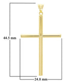 Italian 14k Yellow Gold Hollow Polished Plain Cross Charm Pendant 1.7" 1.3 grams