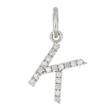 14k White Gold Diamond Initial Letter K Charm Pendant - Letter K,White