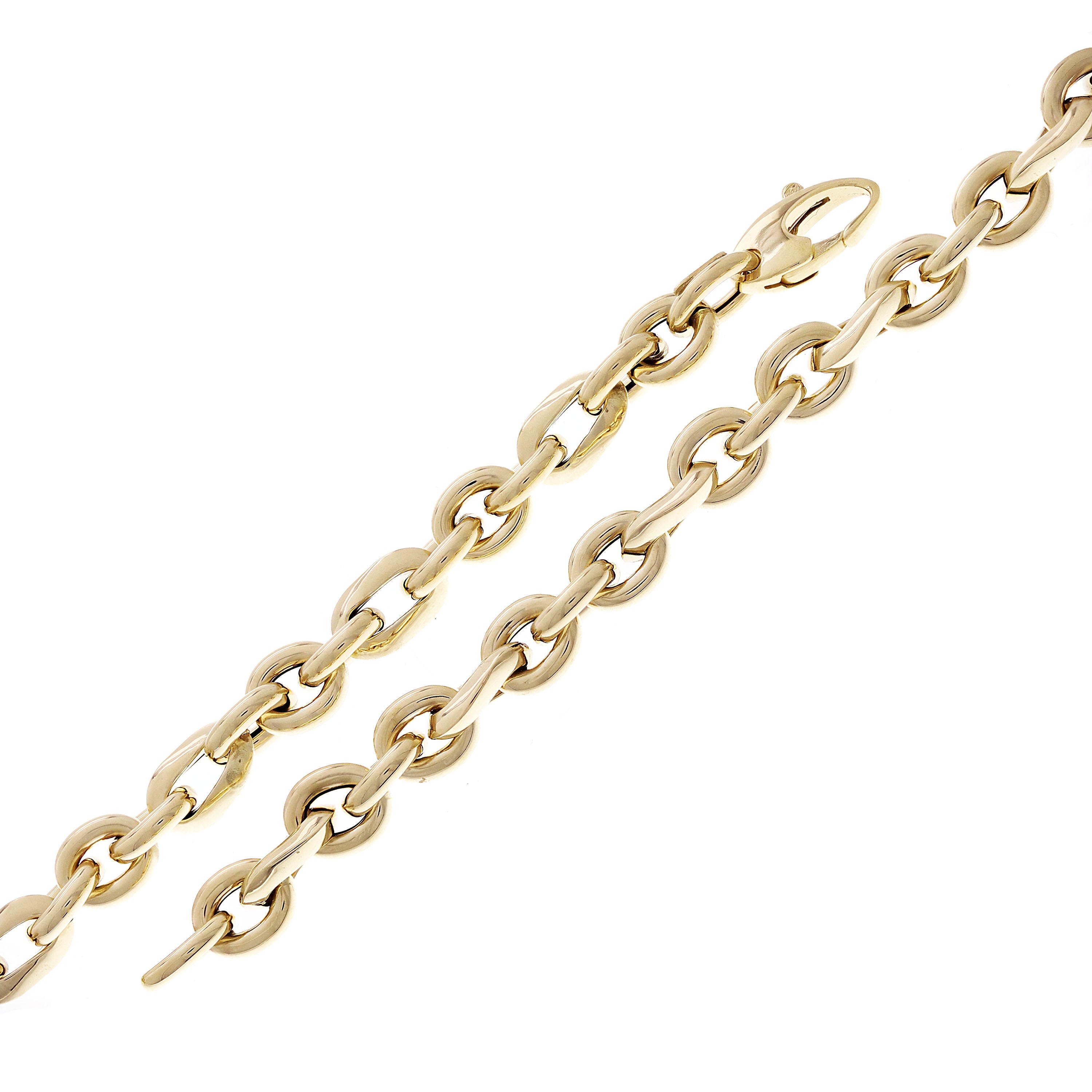 Italian 14k Yellow Gold Hollow Oval & Round Link Bracelet 7.75" 6mm 4.5 grams