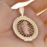 14k Yellow & Rose Gold Oval St. Jude Thaddeus Charm Pendant 2.3" 10 grams