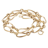 Italian 14k Yellow Gold Hollow Oval Twisted Link Necklace 17.5" - 17"