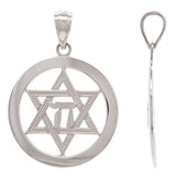 14k White Gold Hebrew Chai Jewish Star Of David Charm Pendant 2.2 grams - White