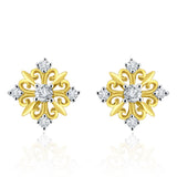 14k Yellow Gold 0.25ctw Diamond Snowflake Heart Stud Earrings