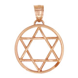 14k Rose Gold Star of David Medal Charm Pendant 3.4 grams