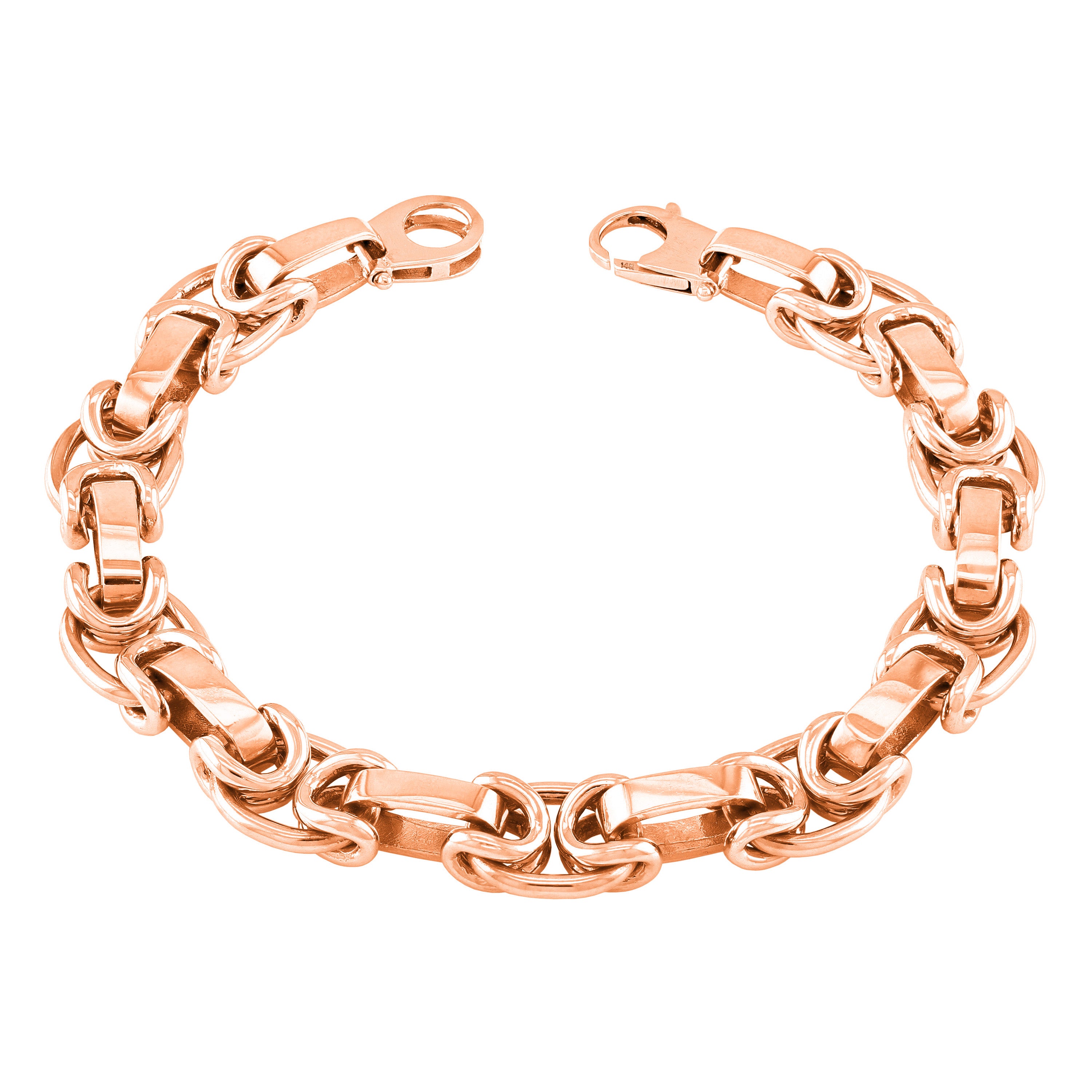 10k Rose Gold Solid Handmade Fashion Link Bracelet 7" 10.5mm 30.7 grams - Rose,7"