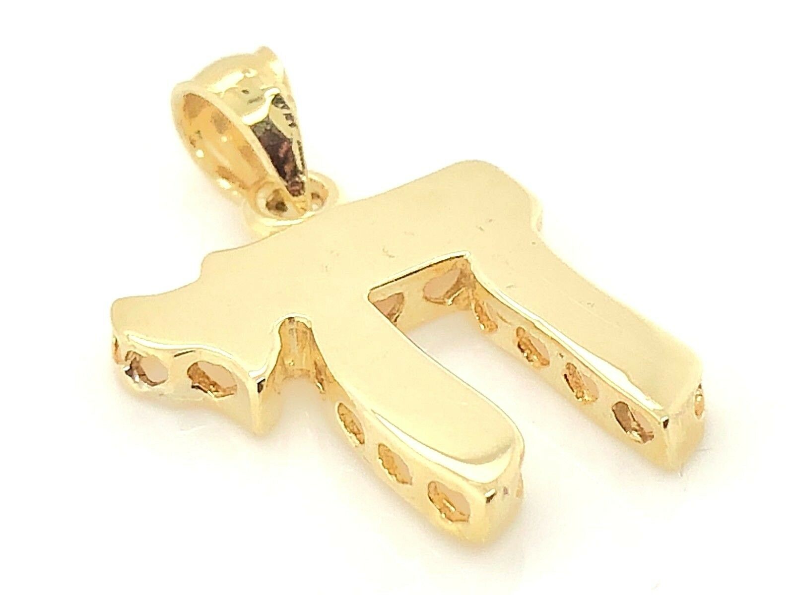 14k Yellow Gold Jewish Symbol of Life Hebrew Chai Charm Pendant 2.3 grams
