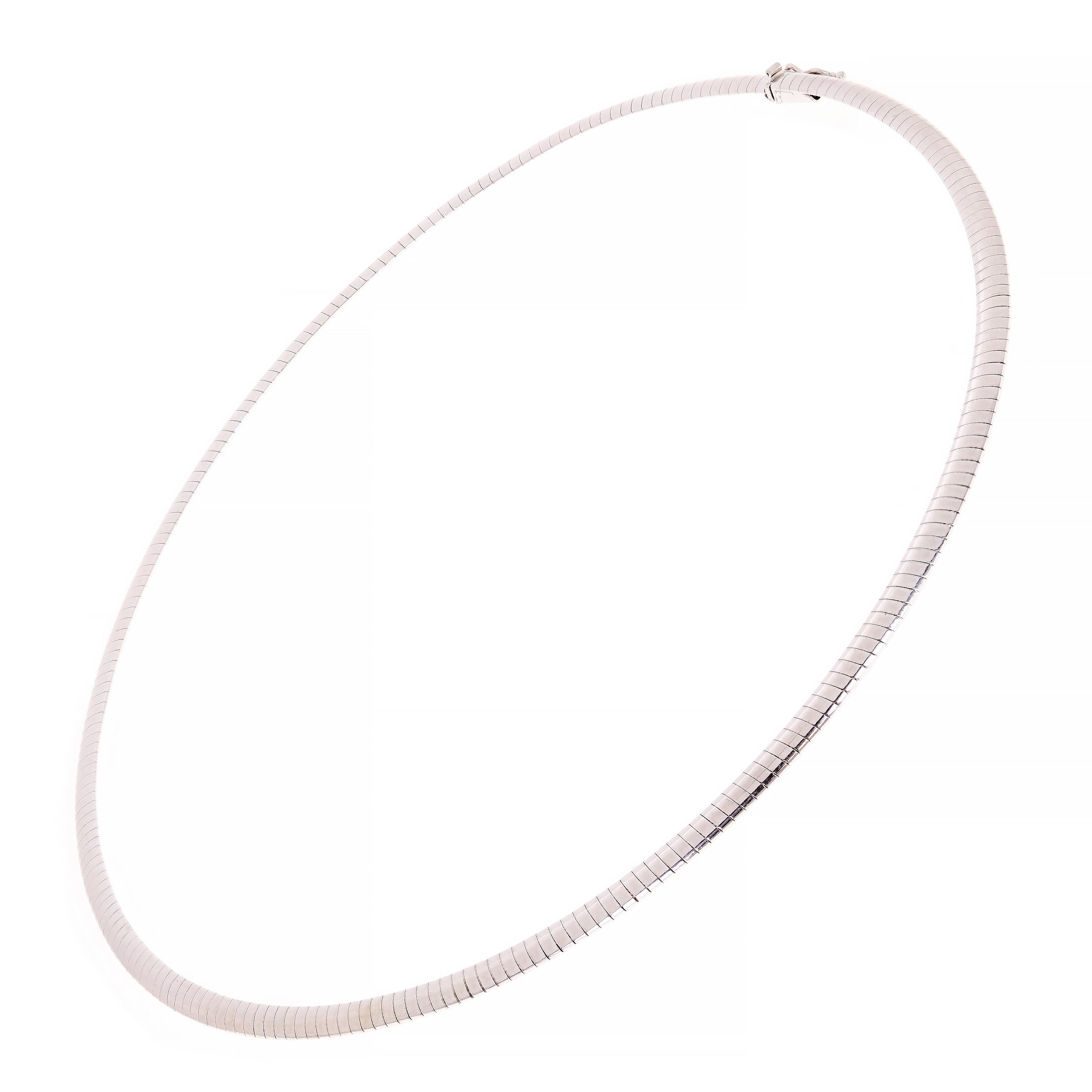 Women's Italian 14k White Gold Omega Necklace Choker 16.5" 4mm 15.3 grams - 15.3 grams