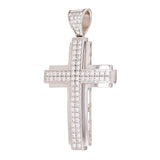 14k White Gold 1.76ctw Diamond Cross Pendant 2.2" 13.8 grams