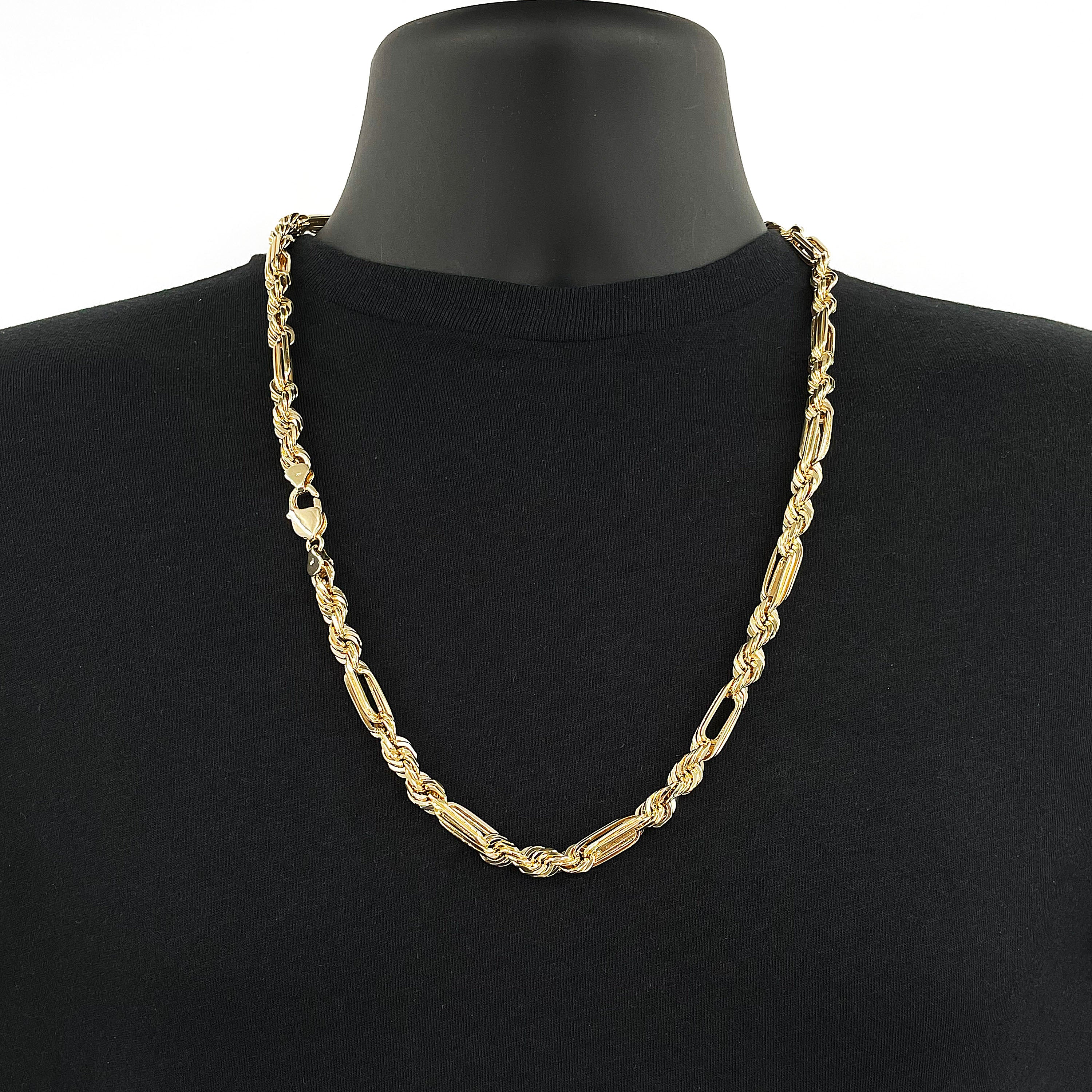 14k Yellow Gold Solid Milano Figaro Rope Chain Necklace 24" 8mm 116.6 grams - 24" 116.6 grams