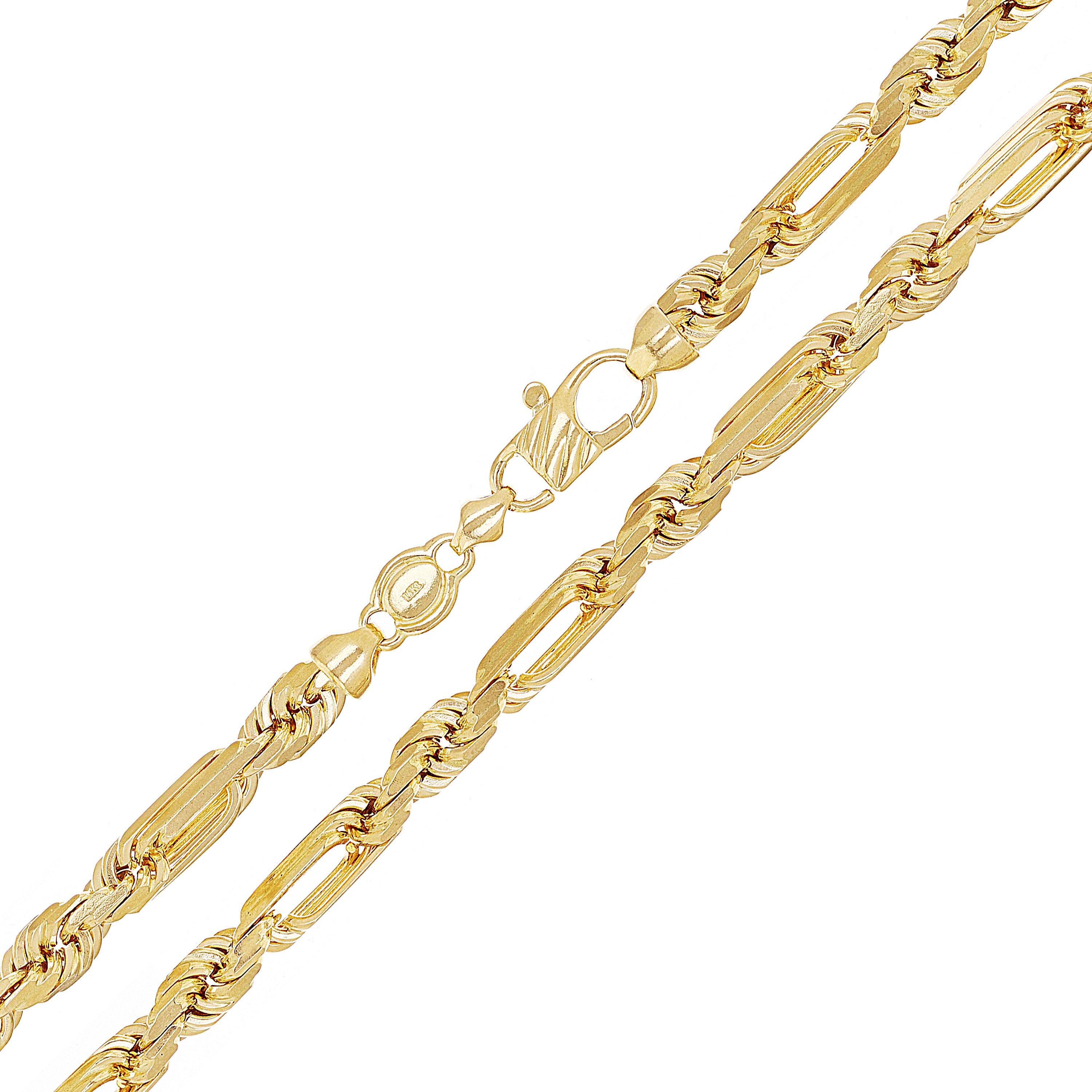 Italian 14k Yellow Gold Solid Milano Figaro Rope Chain Necklace 20" 6mm 54.3 grams