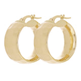 Italian 14k Yellow Gold Hollow Hammered Hoop Earrings 22.5 x 8.8mm 4.2 grams