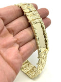Men's 14k Yellow Gold Nugget ID Bracelet 8-8.5" 21mm 64-66 grams