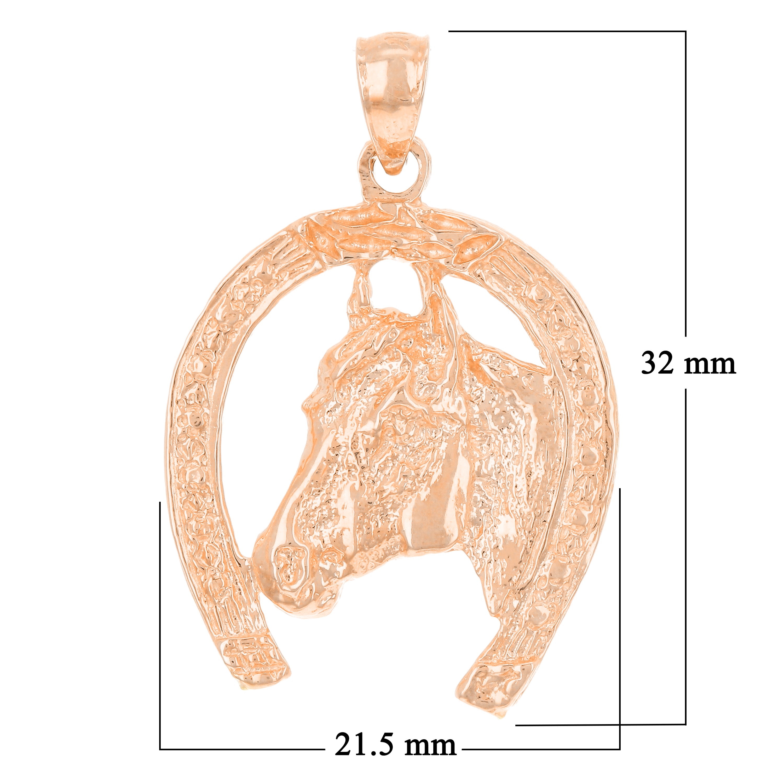 14k Yellow White or Rose Gold Horse Shoe Horse Charm Pendant 4.6 grams