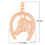 14k Yellow White or Rose Gold Horse Shoe Horse Charm Pendant 4.6 grams