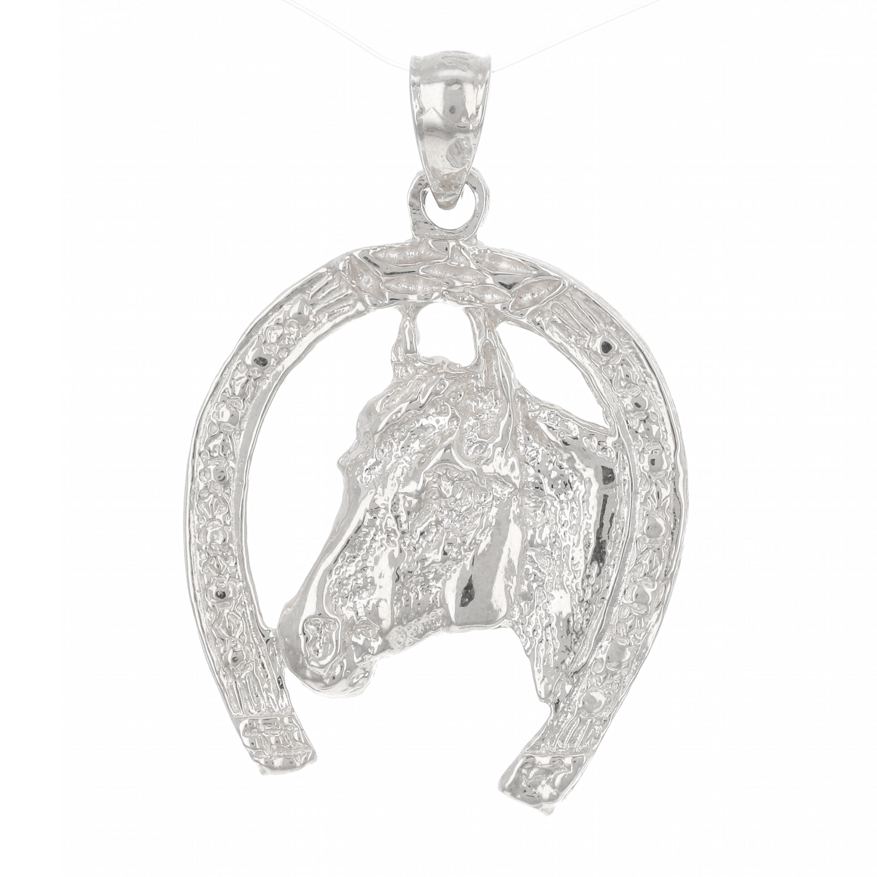 14k Yellow White or Rose Gold Horse Shoe Horse Charm Pendant 4.6 grams