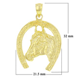 14k Yellow White or Rose Gold Horse Shoe Horse Charm Pendant 4.6 grams