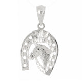 14k Yellow White or Rose Gold Solid Horse Head Horse Shoe Charm Pendant 1.3 grams