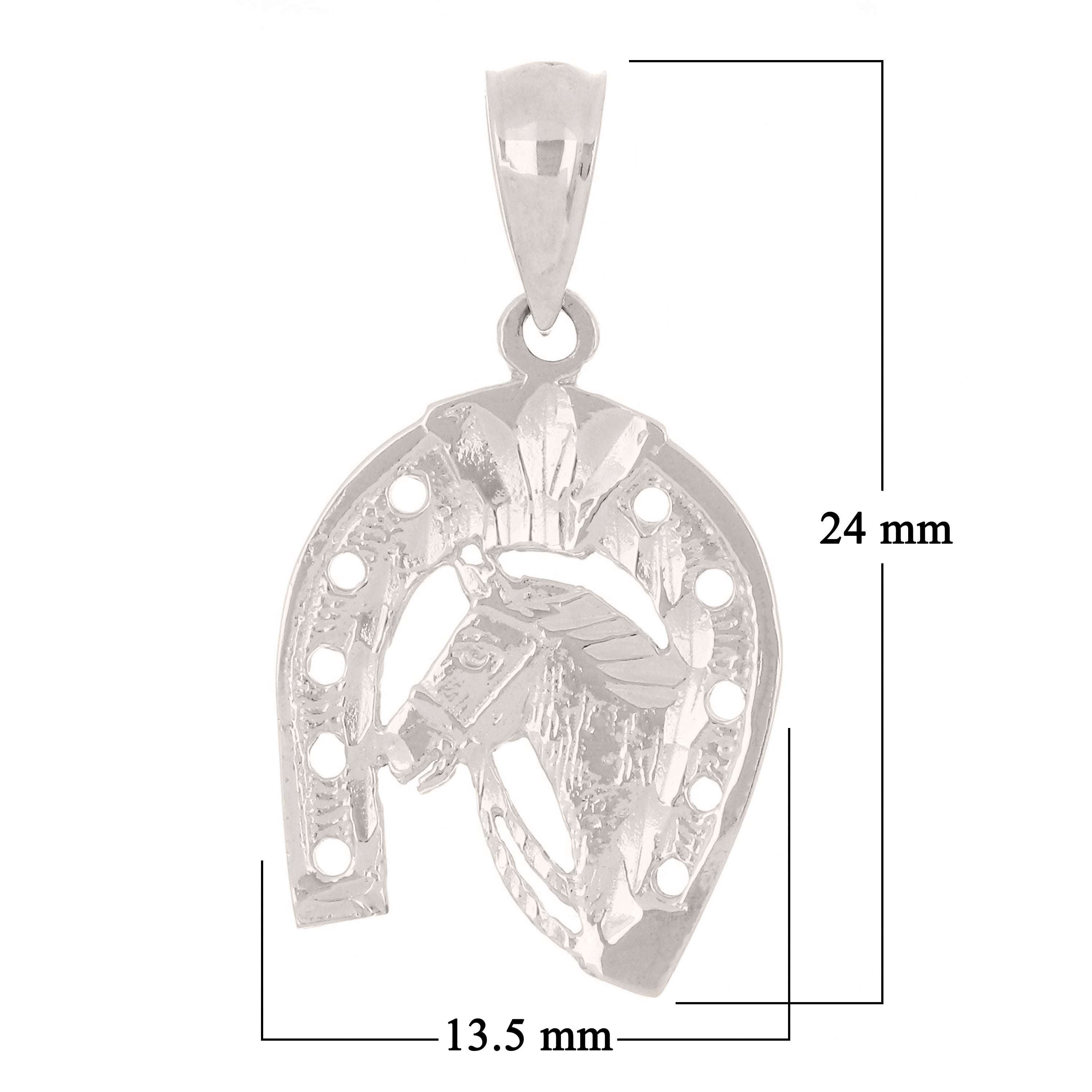 14k Yellow White or Rose Gold Solid Horse Head Horse Shoe Charm Pendant 1.3 grams