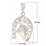 14k Yellow White or Rose Gold Solid Horse Head Horse Shoe Charm Pendant 1.3 grams