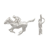 14k Yellow White or Rose Gold Solid Equestrian Horse &amp; Jockey Rider Charm Pendant