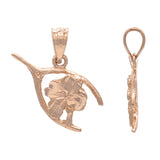 14k Yellow White or Rose Gold Four Leaf Clover Lucky Wish Bone Charm Pendant 0.9 gram