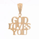 14k Yellow White or Rose Gold GOD LOVES YOU Pendant Religious Charm 1.4 grams