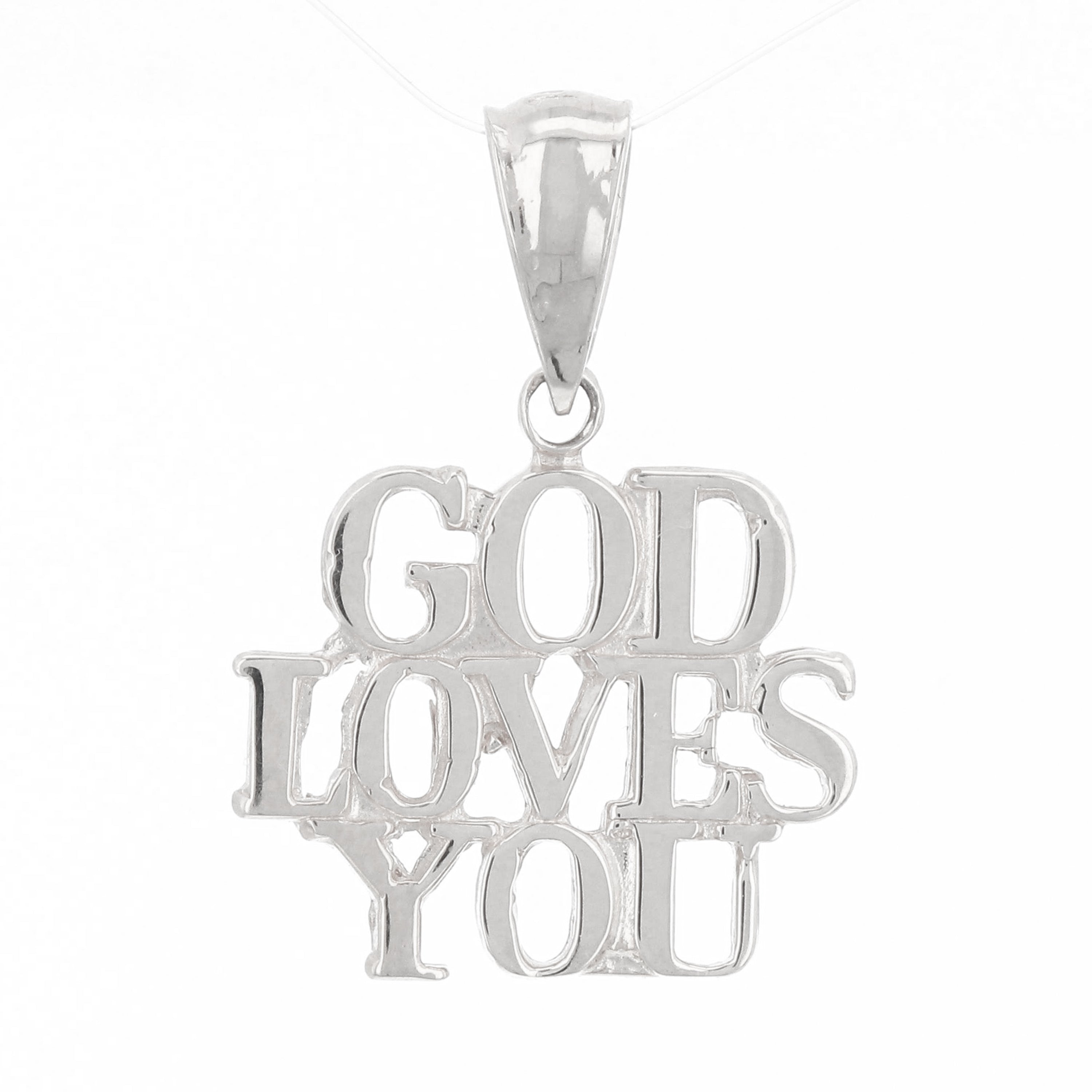 14k Yellow White or Rose Gold GOD LOVES YOU Pendant Religious Charm 1.4 grams