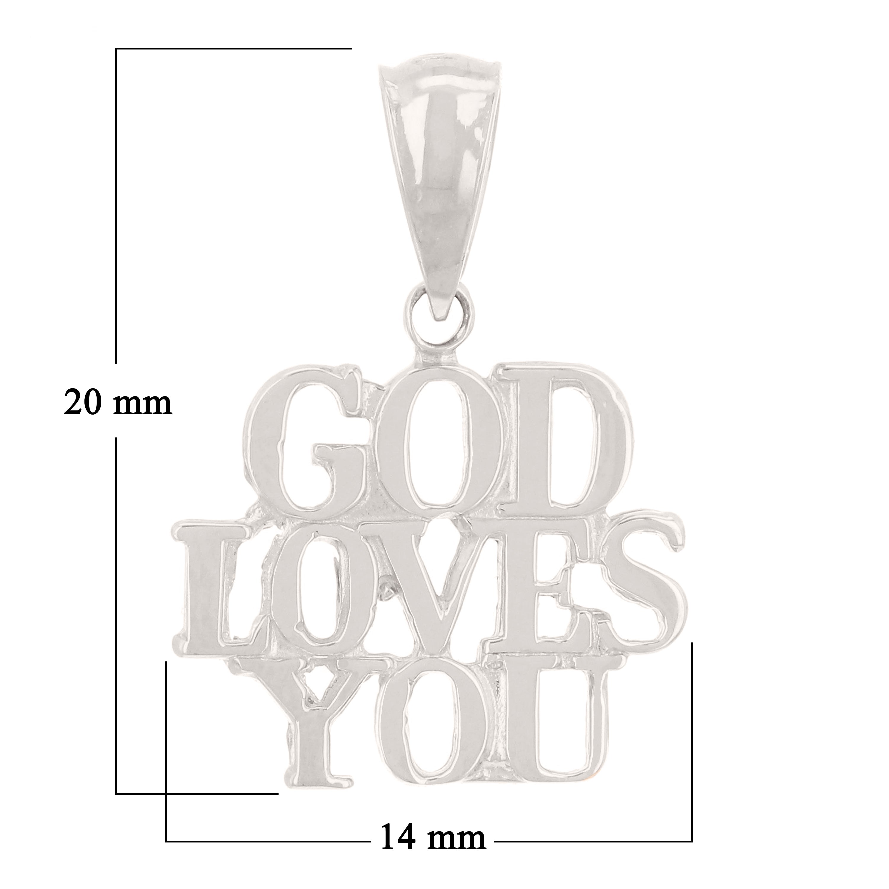 14k Yellow White or Rose Gold GOD LOVES YOU Pendant Religious Charm 1.4 grams