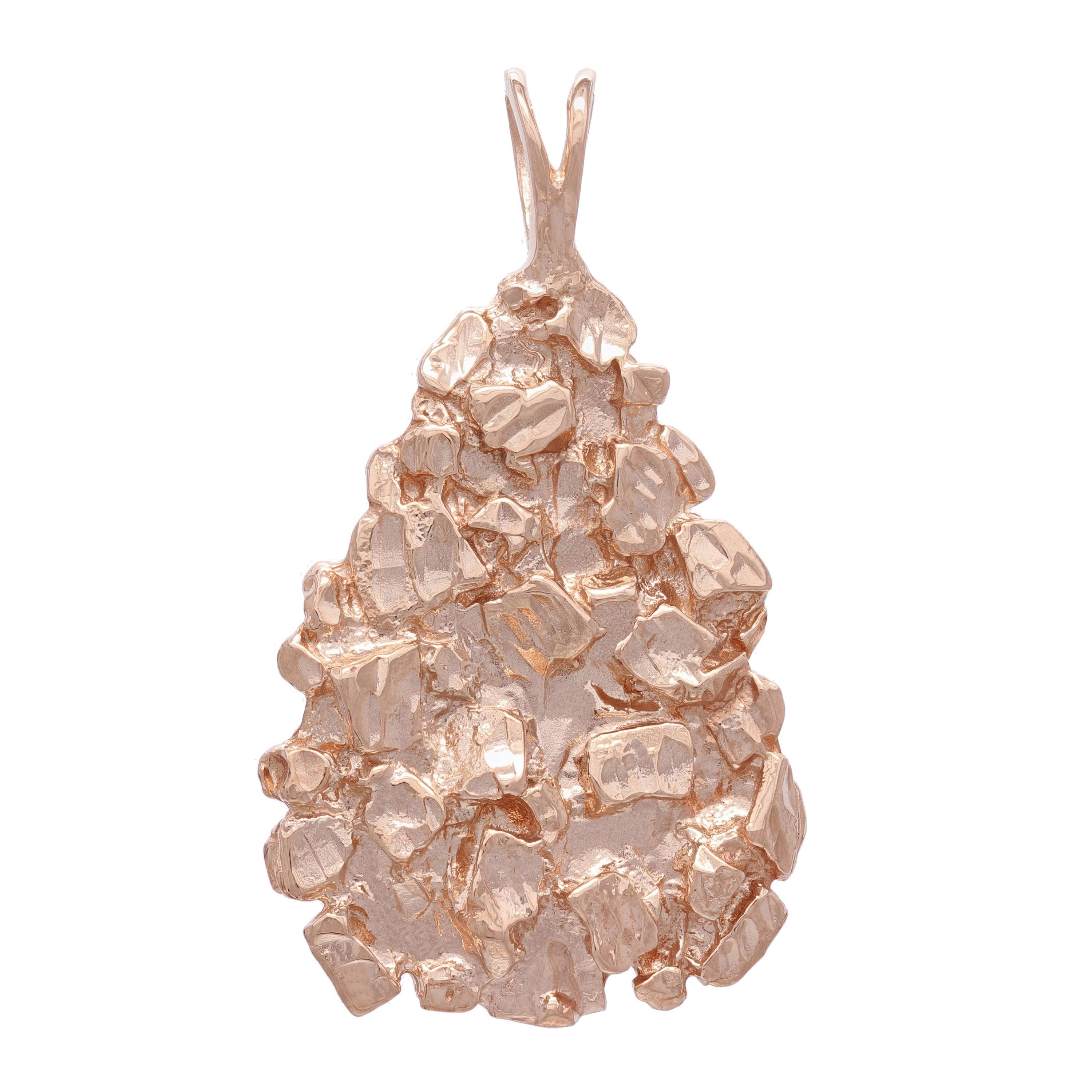 10k Yellow White or Rose Gold Diamond Cut Triangle Free Form Nugget Pendant 13.9 grams