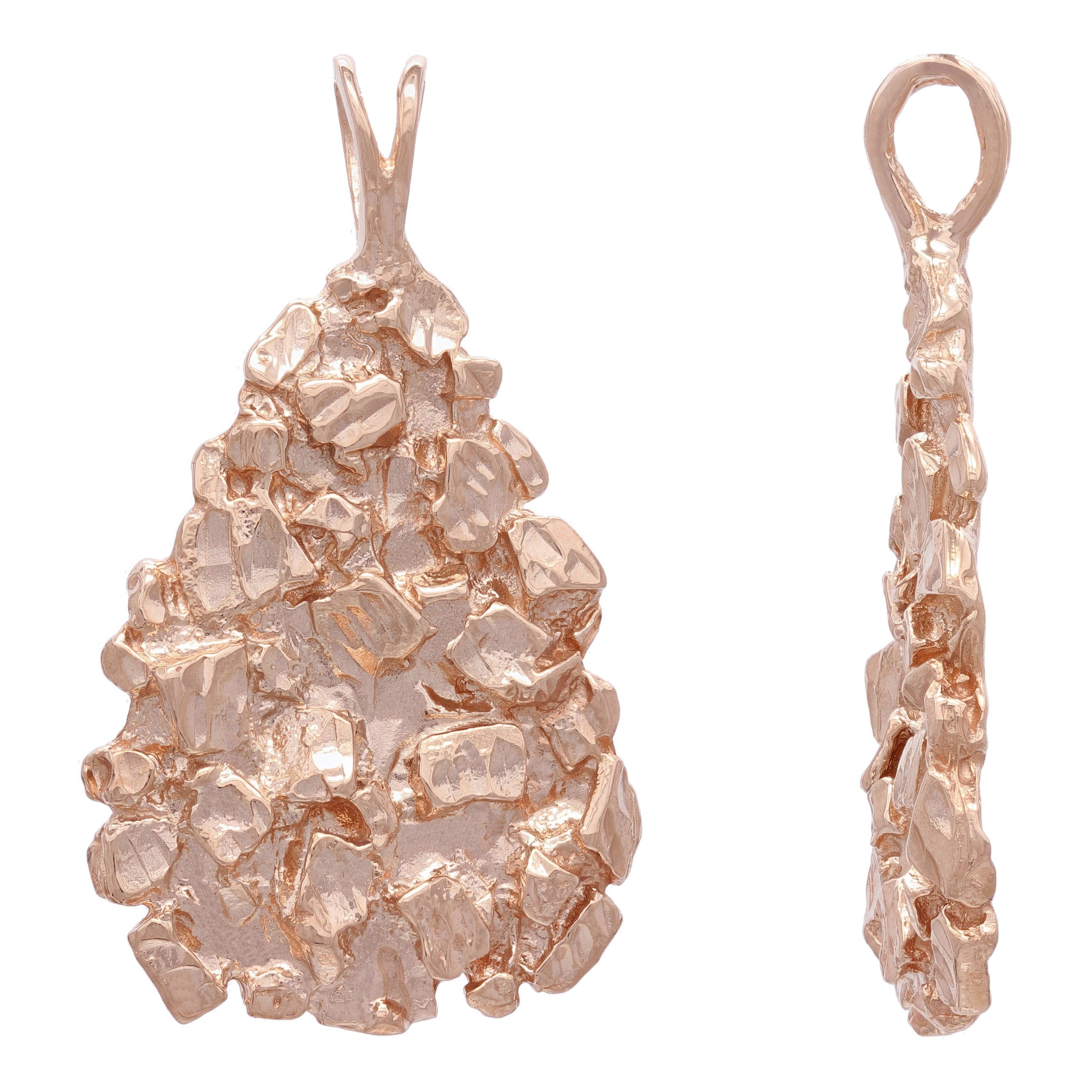 10k Yellow White or Rose Gold Diamond Cut Triangle Free Form Nugget Pendant 13.9 grams