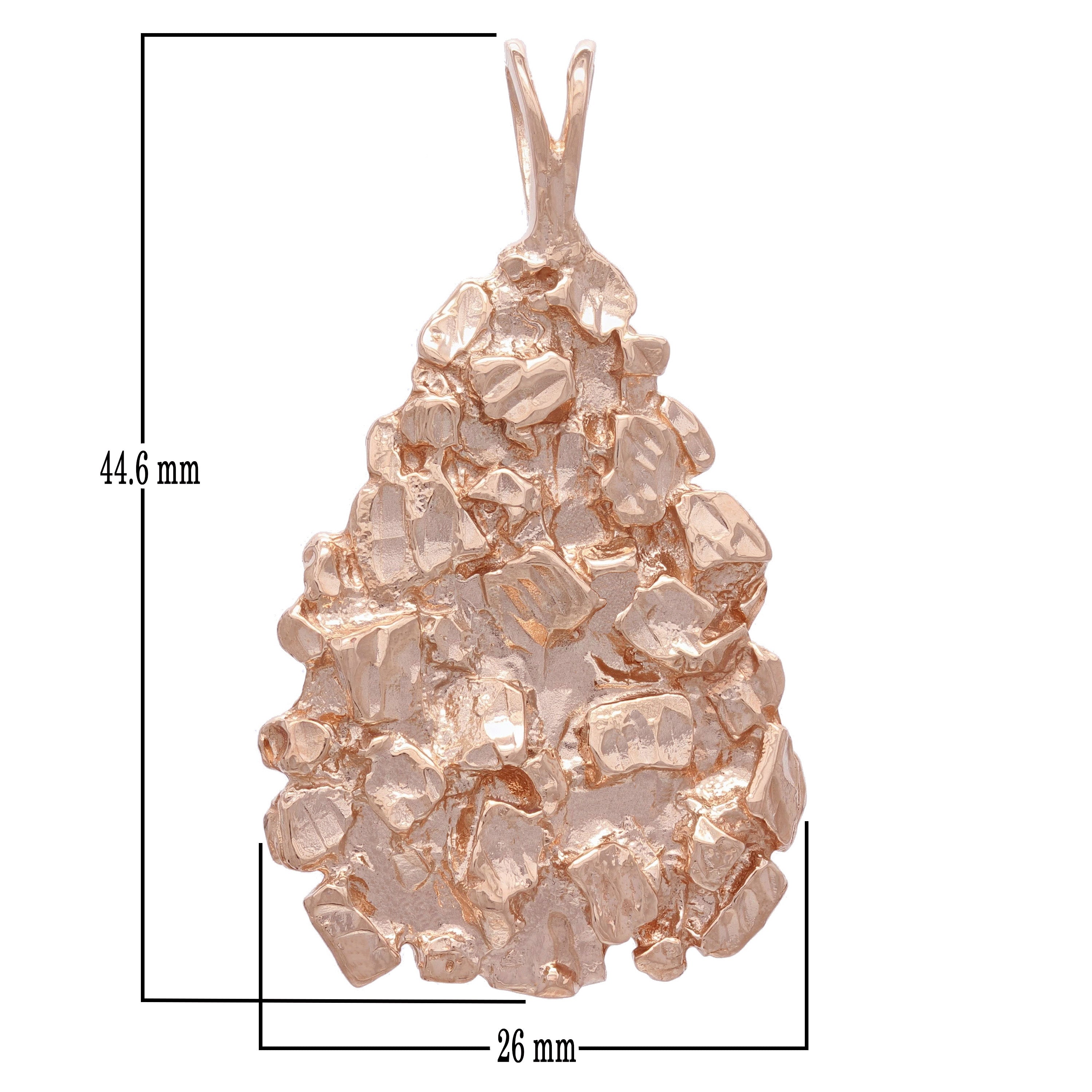 10k Yellow White or Rose Gold Diamond Cut Triangle Free Form Nugget Pendant 13.9 grams