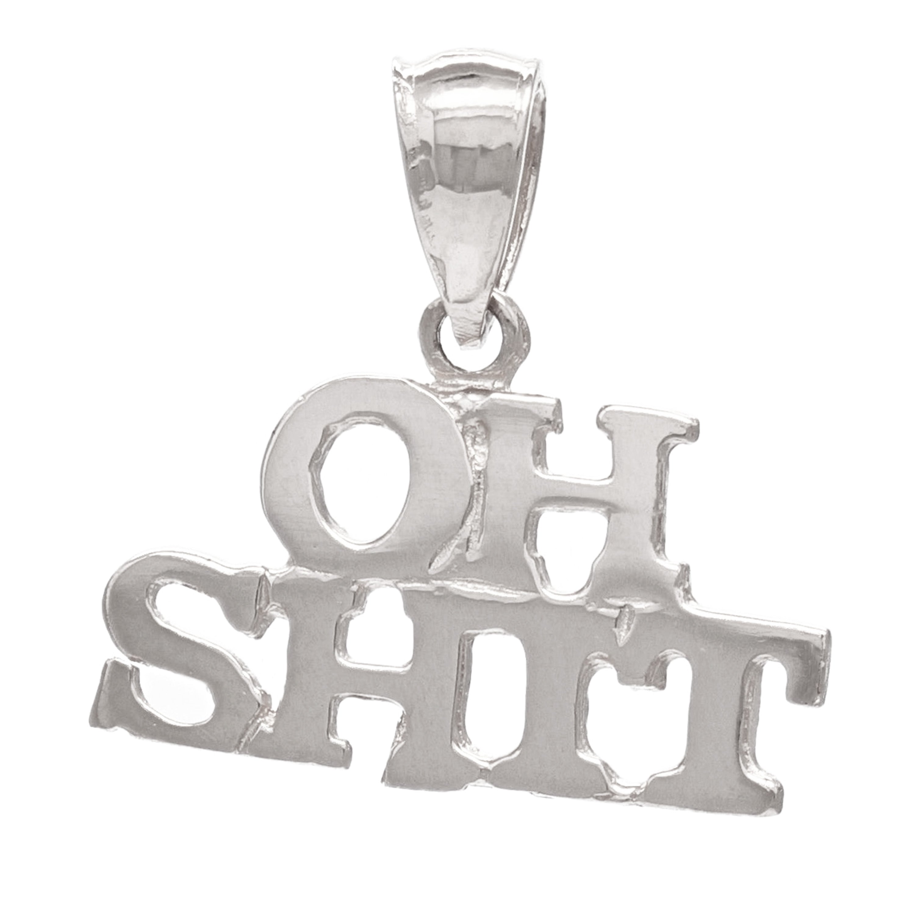 14k Yellow White or Rose Gold Oh Sh!t Charm Pendant 1.3 grams