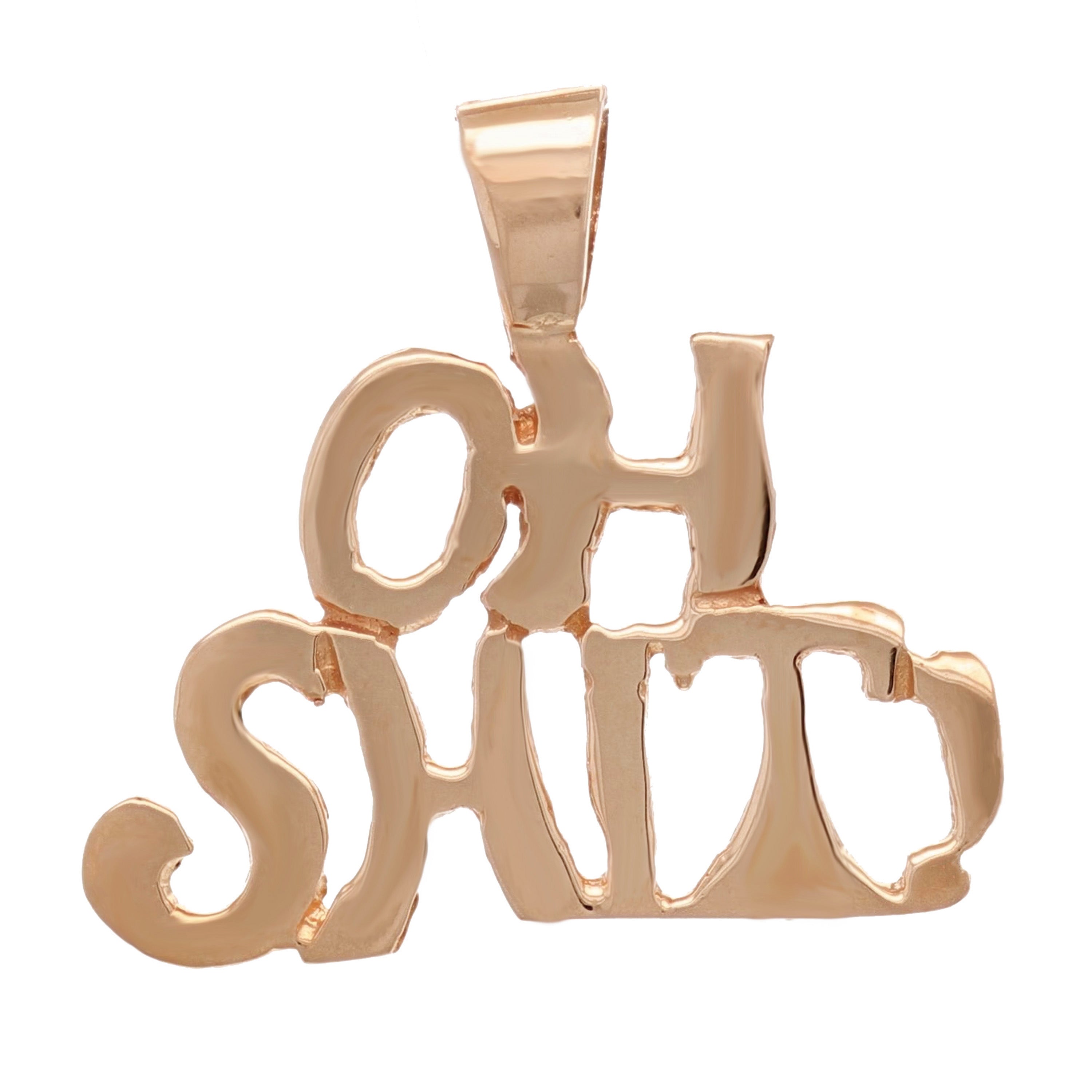 14k Yellow White or Rose Gold OH SH!T! Words Charm Pendant 1.7 grams