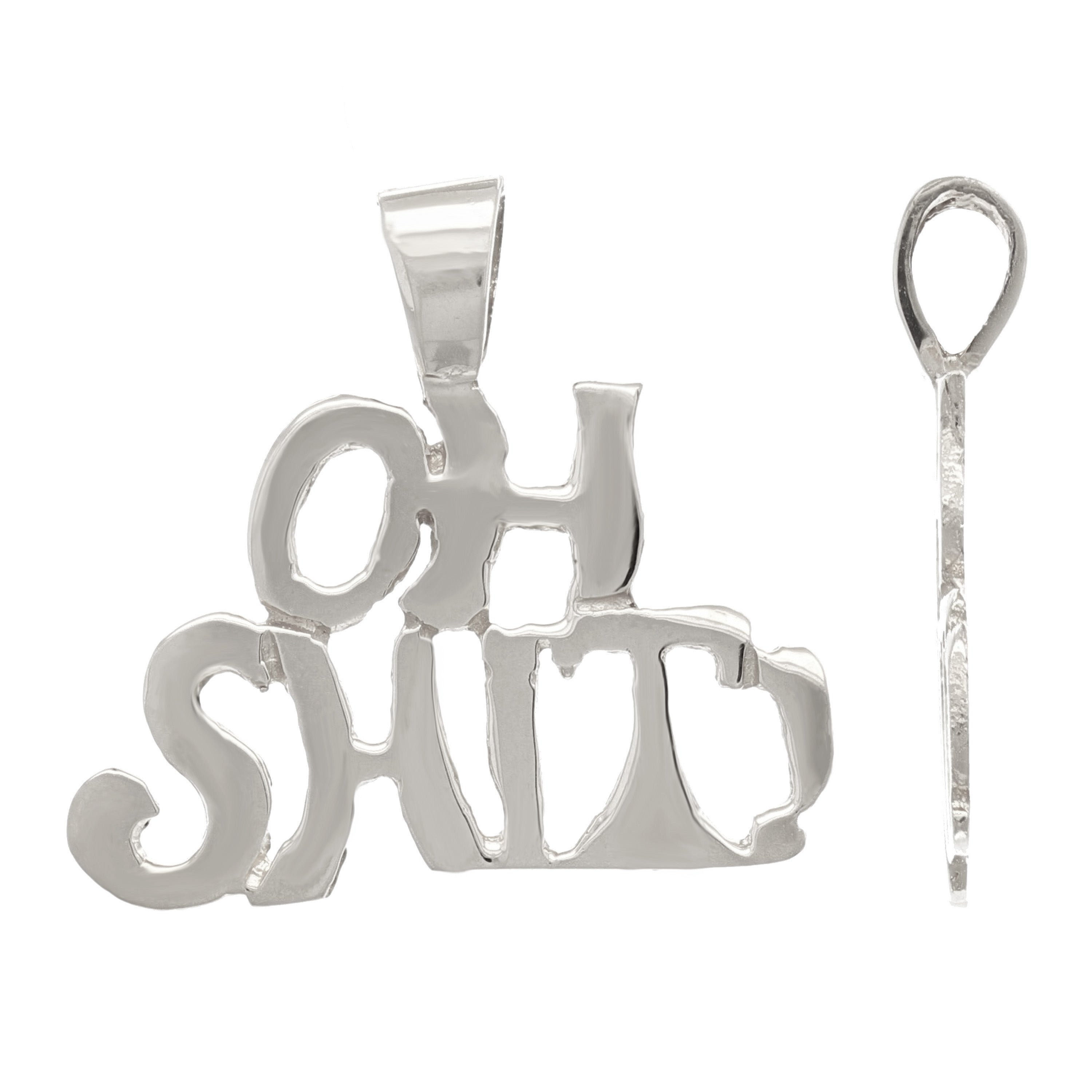 14k Yellow White or Rose Gold OH SH!T! Words Charm Pendant 1.7 grams
