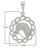 14k Yellow White or Rose Gold Solid Horse Shoe Horse Face Charm Round Pendant 4.4 grams