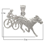 14k Yellow White or Rose Gold Harness Racing Race Horse Sulky Jockey Charm Pendant