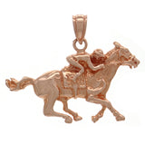14k Yellow White or Rose Gold Solid Running Jockey Horse Charm Pendant