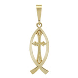 14k Yellow White or Rose Gold Christian Cross Ichthus Fish Charm Pendant 1.2 grams