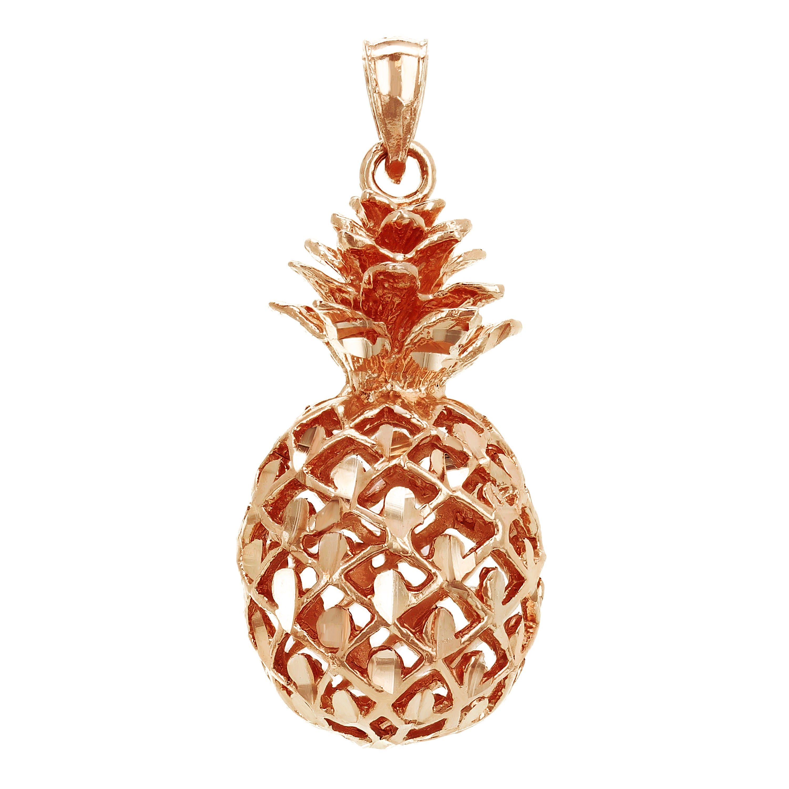 14k Yellow White or Rose Gold 3D Hawaiian Fruit Pineapple Charm Pendant 8.8 grams
