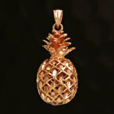 14k Yellow White or Rose Gold 3D Hawaiian Fruit Pineapple Charm Pendant 8.8 grams