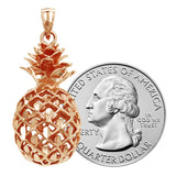 14k Yellow White or Rose Gold 3D Hawaiian Fruit Pineapple Charm Pendant 8.8 grams