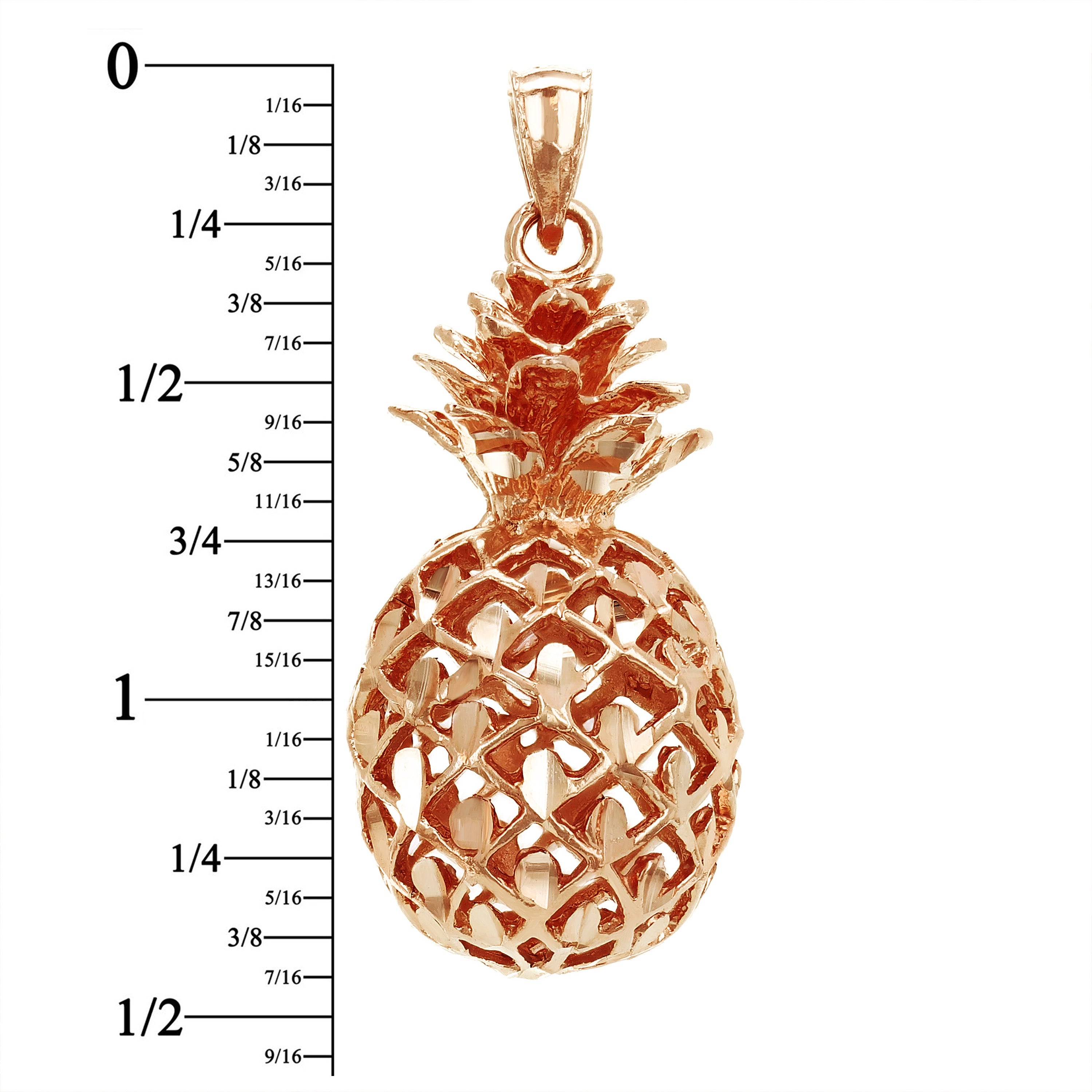 14k Yellow White or Rose Gold 3D Hawaiian Fruit Pineapple Charm Pendant 8.8 grams