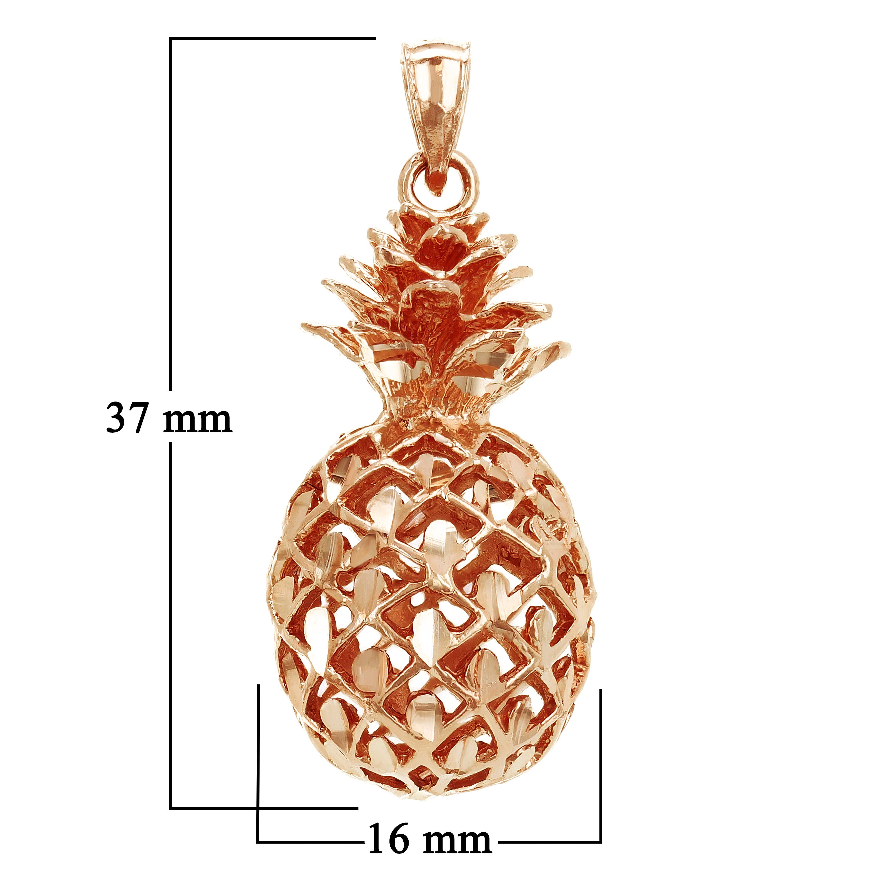 14k Yellow White or Rose Gold 3D Hawaiian Fruit Pineapple Charm Pendant 8.8 grams