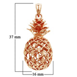 14k Yellow White or Rose Gold 3D Hawaiian Fruit Pineapple Charm Pendant 8.8 grams